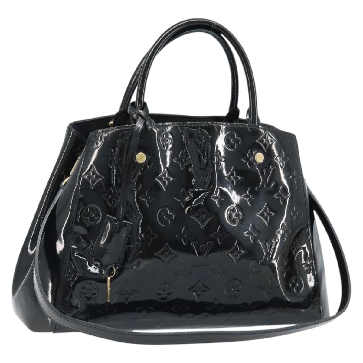 LOUIS VUITTON Monogram Vernis Montaigne MM Hand Bag Noir M50168 LV Auth 172893