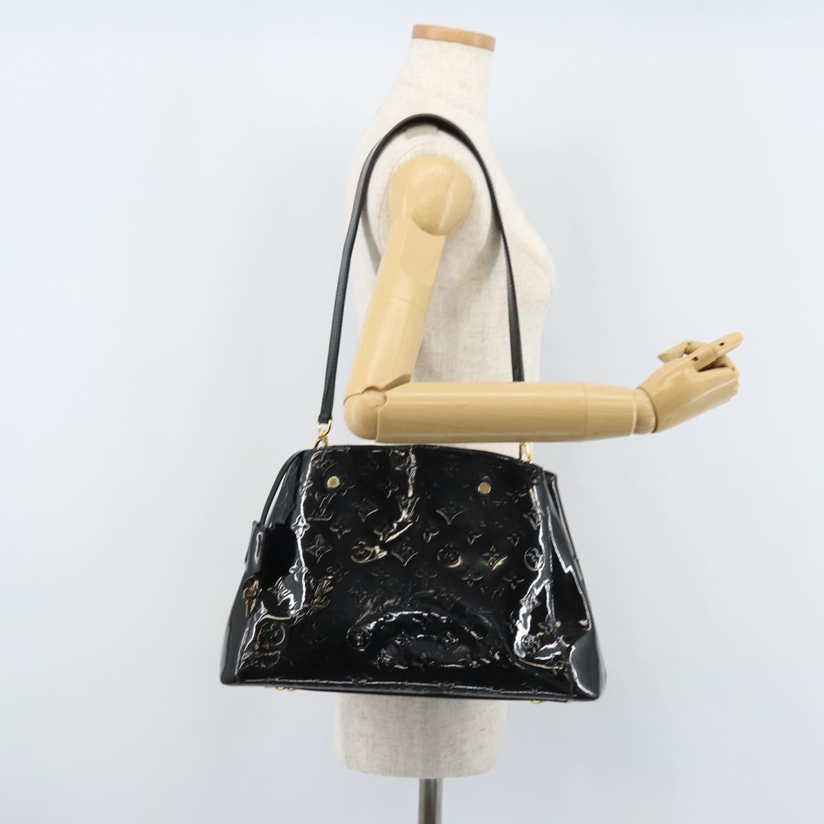 LOUIS VUITTON Monogram Vernis Montaigne MM Hand Bag Noir M50168 LV Auth 172893