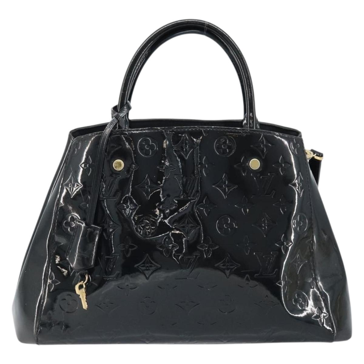 LOUIS VUITTON Monogram Vernis Montaigne MM Hand Bag Noir M50168 LV Auth 172893