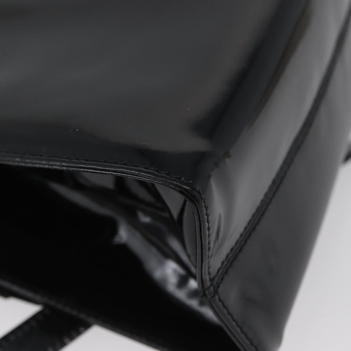 Salvatore Ferragamo Vala Hand Bag Patent leather 2way Black Gold Auth 172895