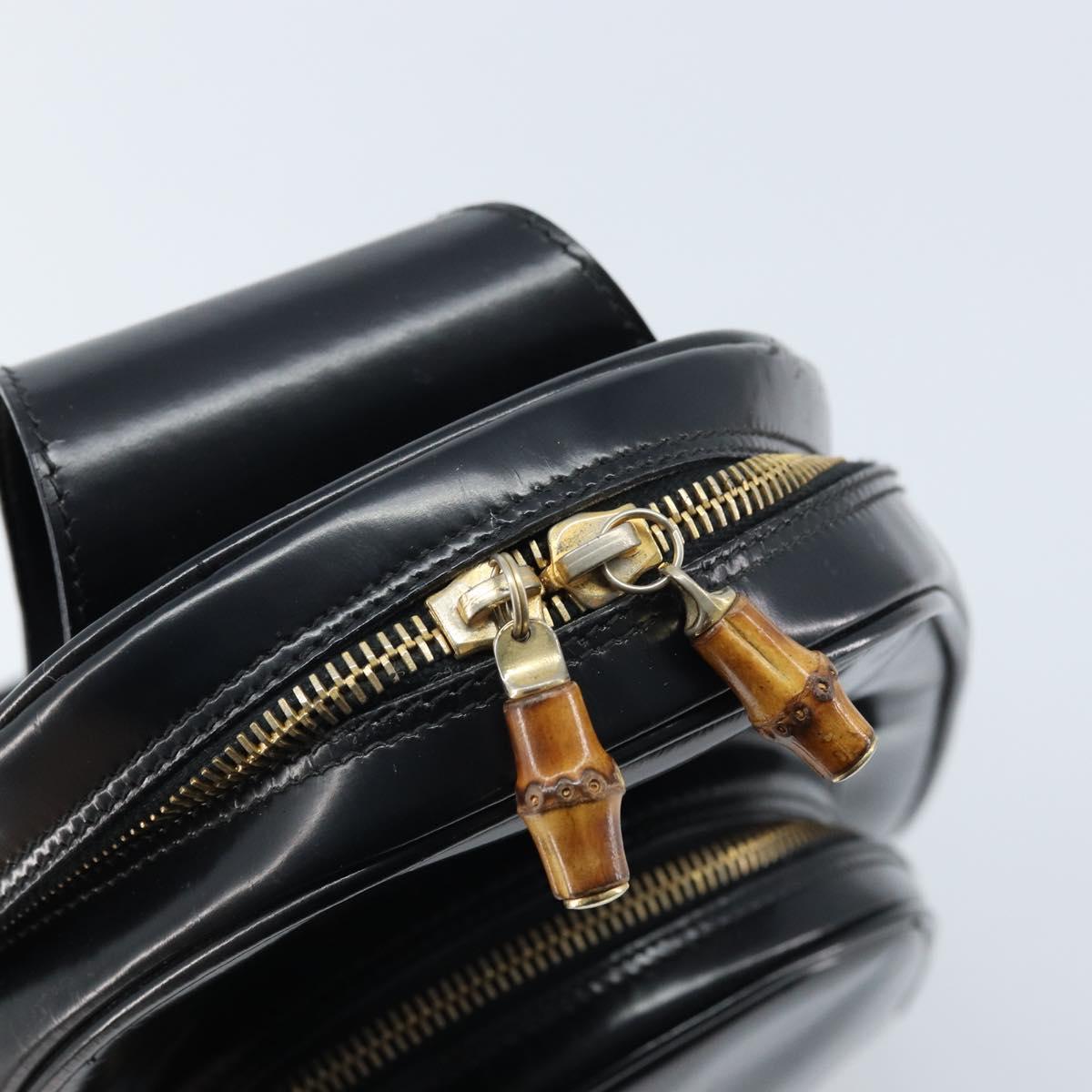 GUCCI Bamboo Body Bag Patent leather Black Gold 003 3444 0027 Auth 172896