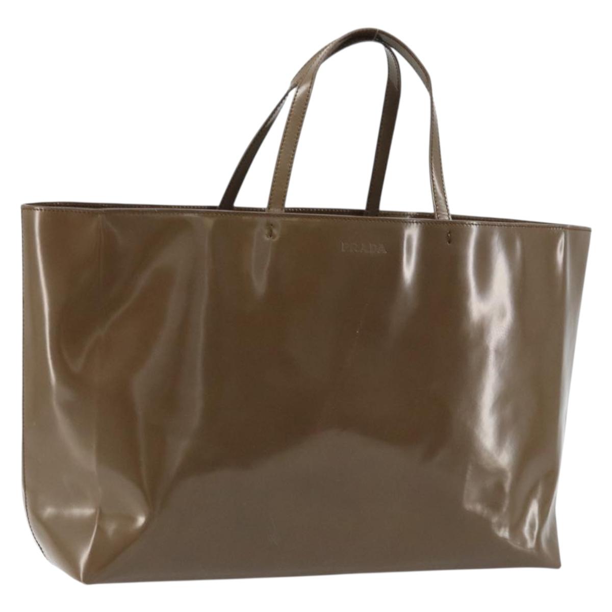 PRADA Tote Bag Patent leather Brown Auth 172898