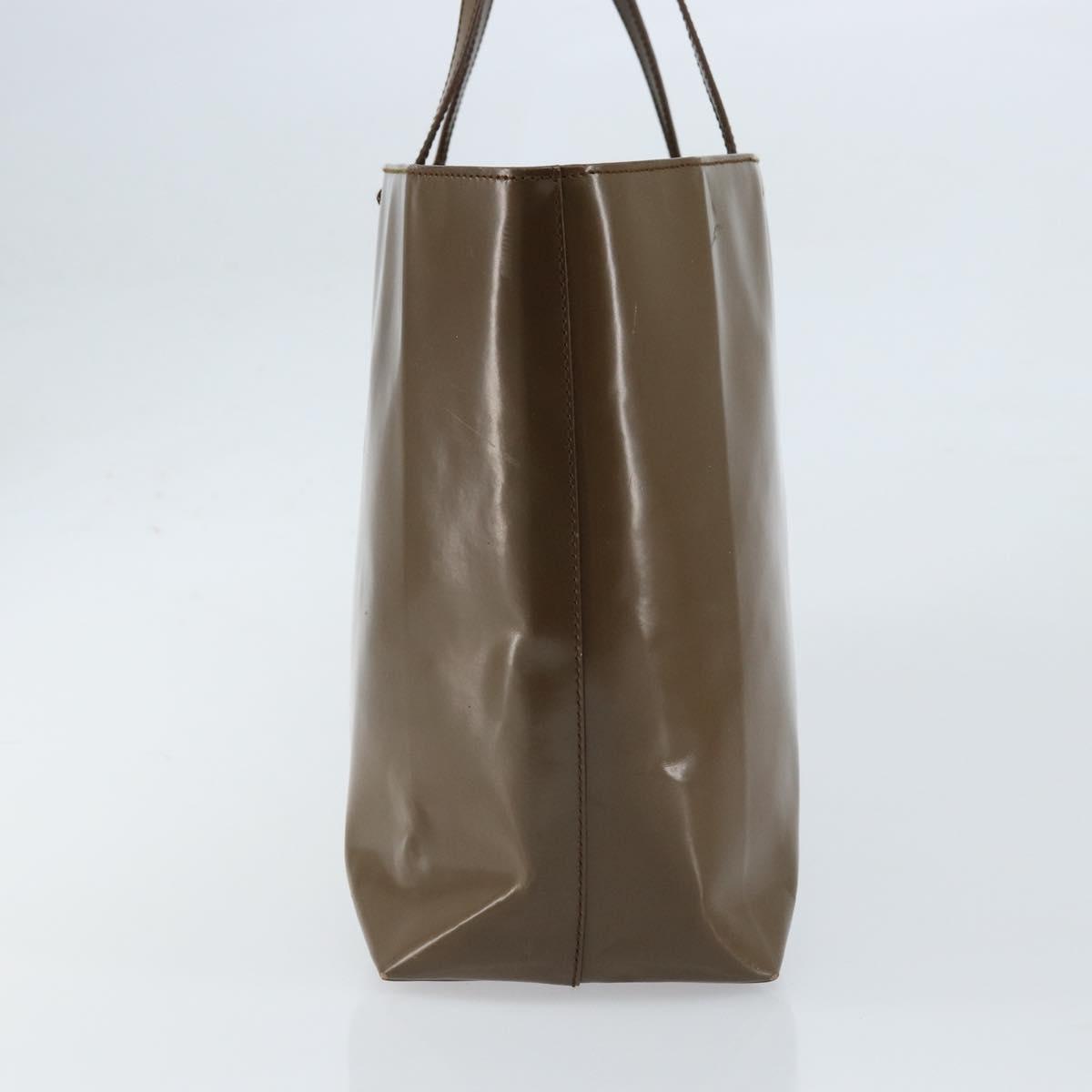 PRADA Tote Bag Patent leather Brown Auth 172898