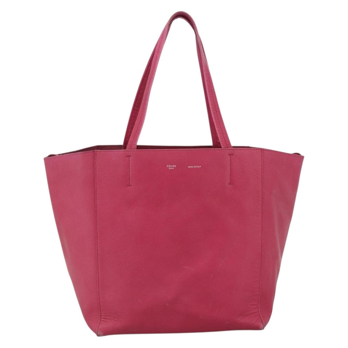 CELINE Cabas Phantom Tote Bag Leather Pink Gold Auth 172899