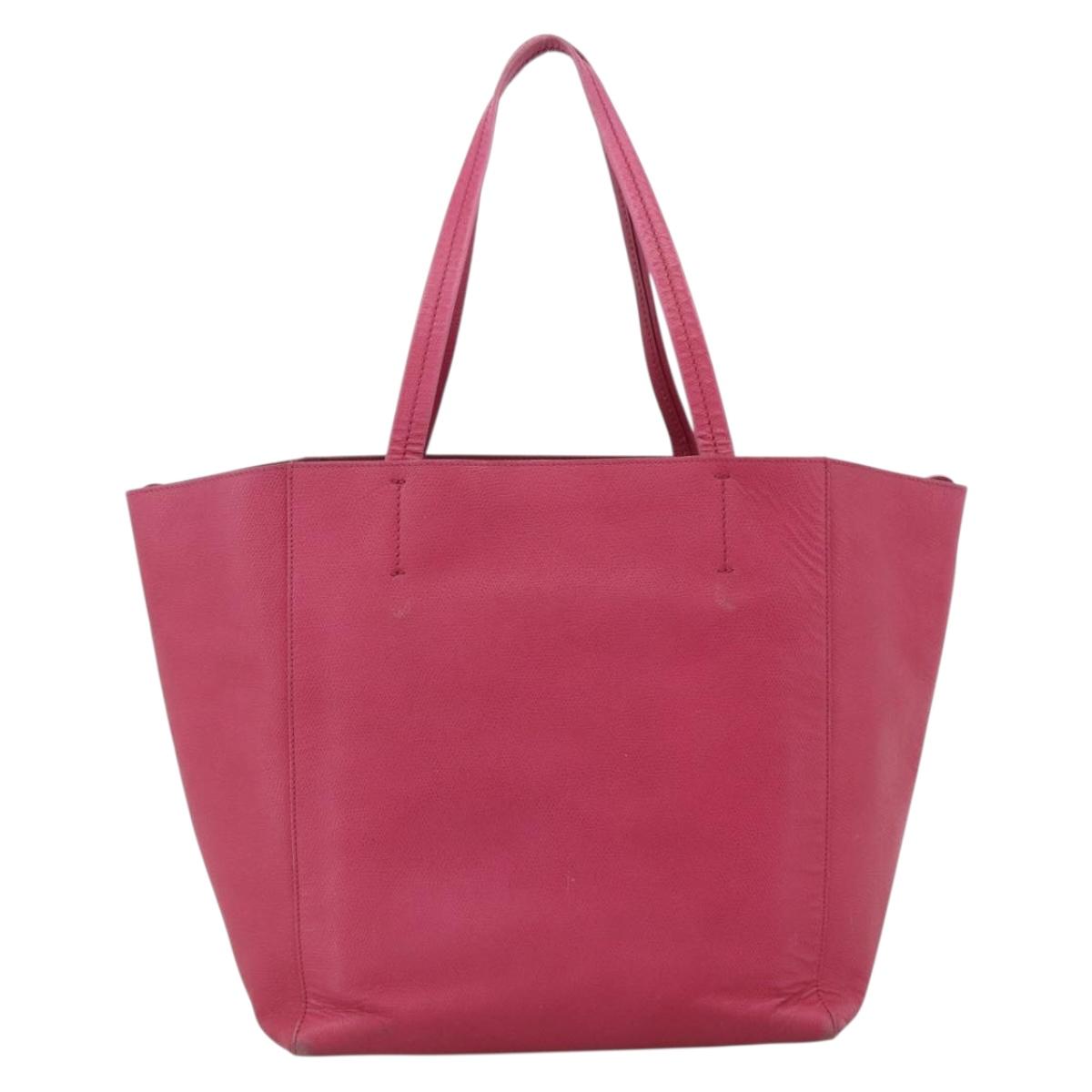CELINE Cabas Phantom Tote Bag Leather Pink Gold Auth 172899