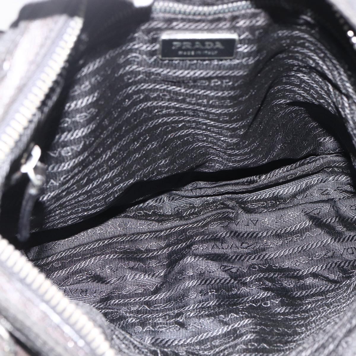 PRADA Shoulder Bag Nylon Leather Black Silver Auth 172902