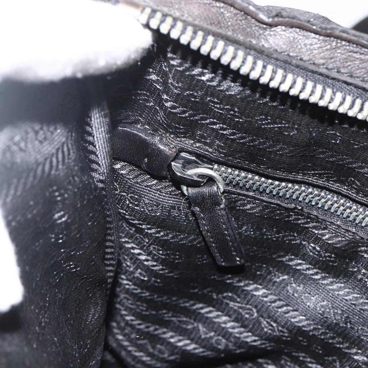 PRADA Shoulder Bag Nylon Leather Black Silver Auth 172902
