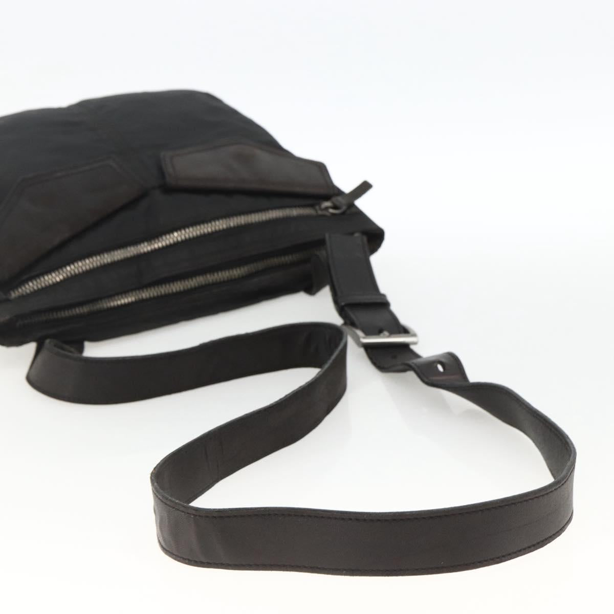 PRADA Shoulder Bag Nylon Leather Black Silver Auth 172902