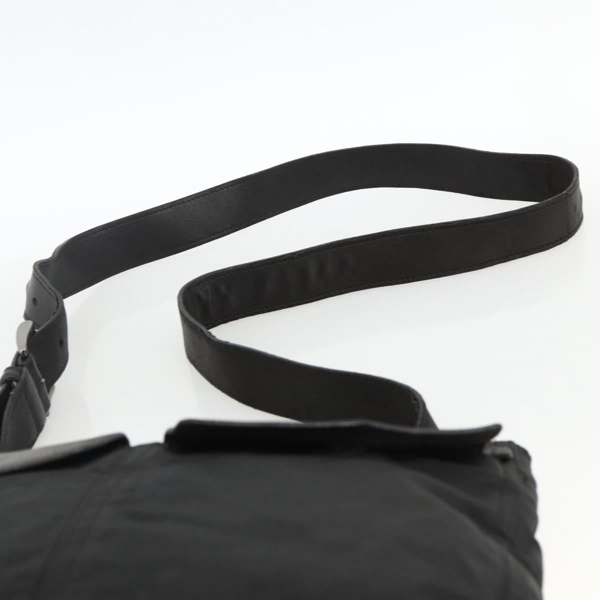 PRADA Shoulder Bag Nylon Leather Black Silver Auth 172902