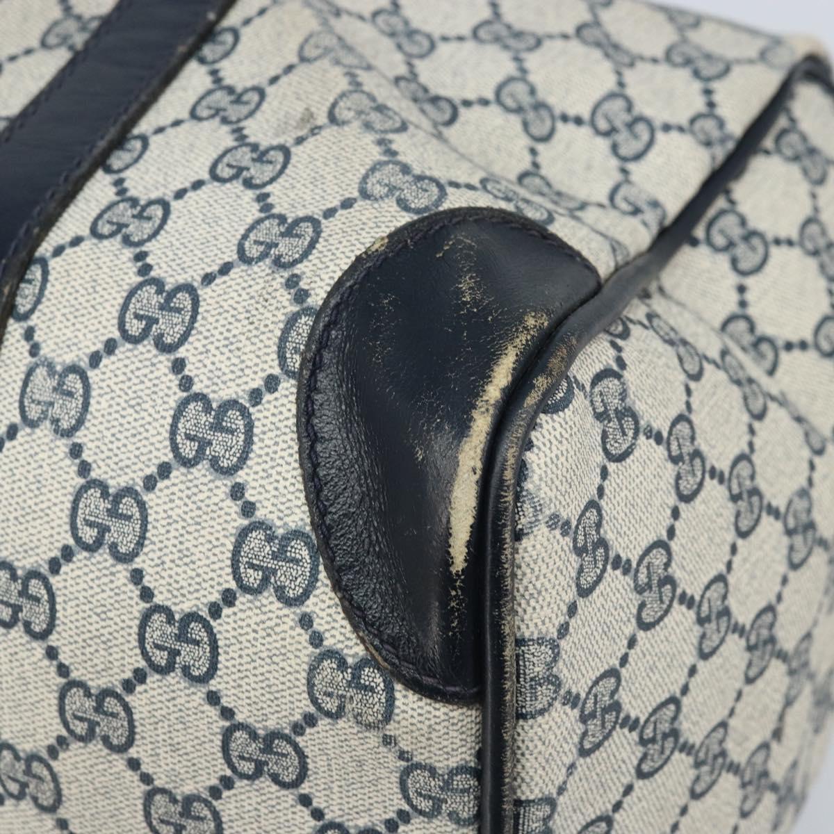 GUCCI GG Supreme Boston Bag PVC Navy Gold Auth 172914