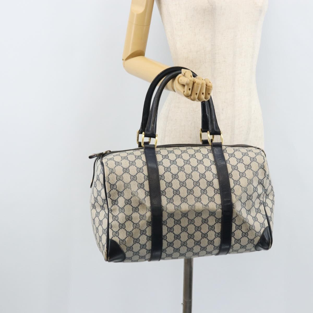 GUCCI GG Supreme Boston Bag PVC Navy Gold Auth 172914