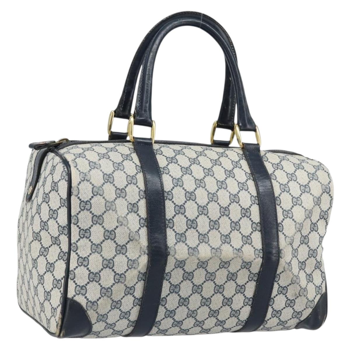 GUCCI GG Supreme Boston Bag PVC Navy Gold Auth 172914