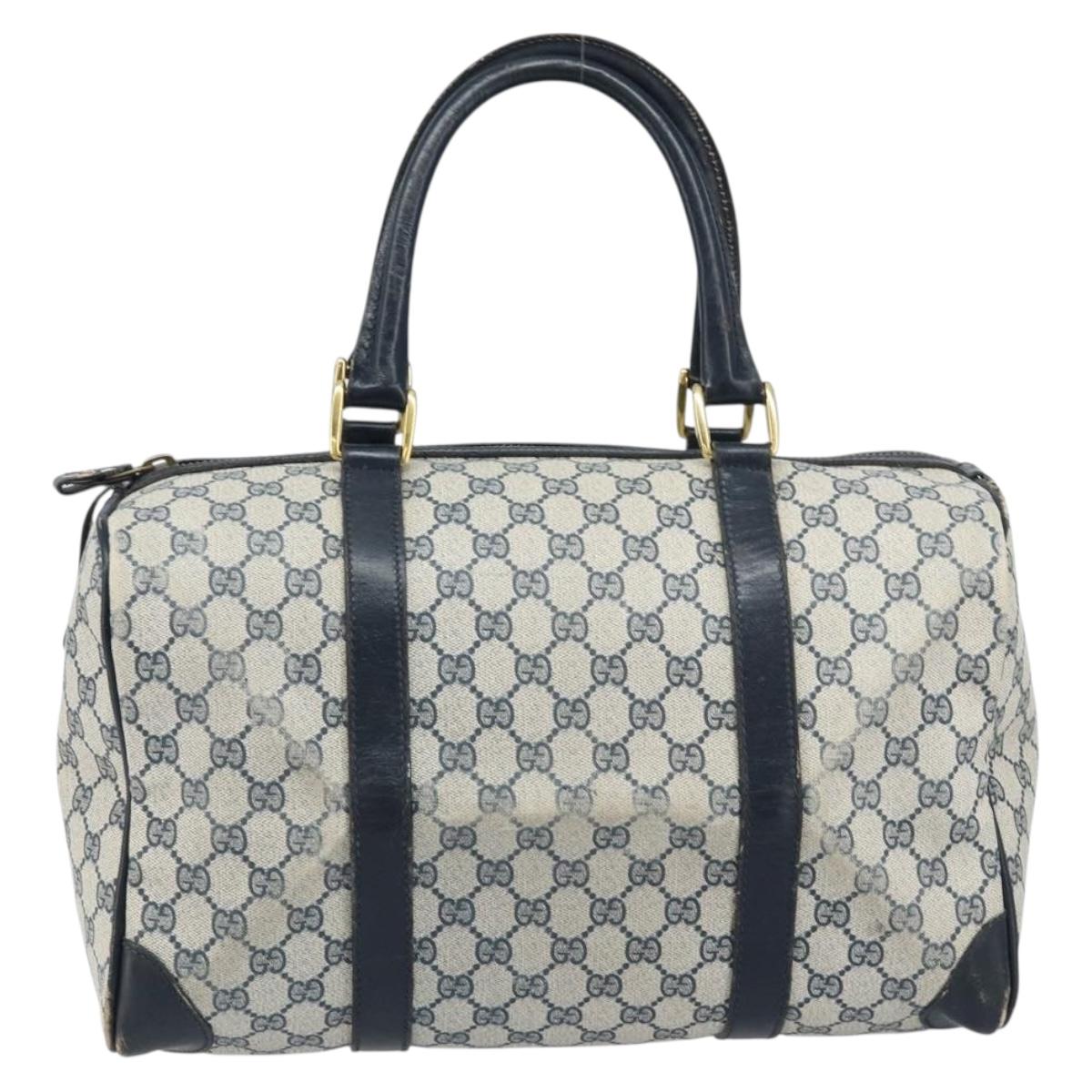GUCCI GG Supreme Boston Bag PVC Navy Gold Auth 172914