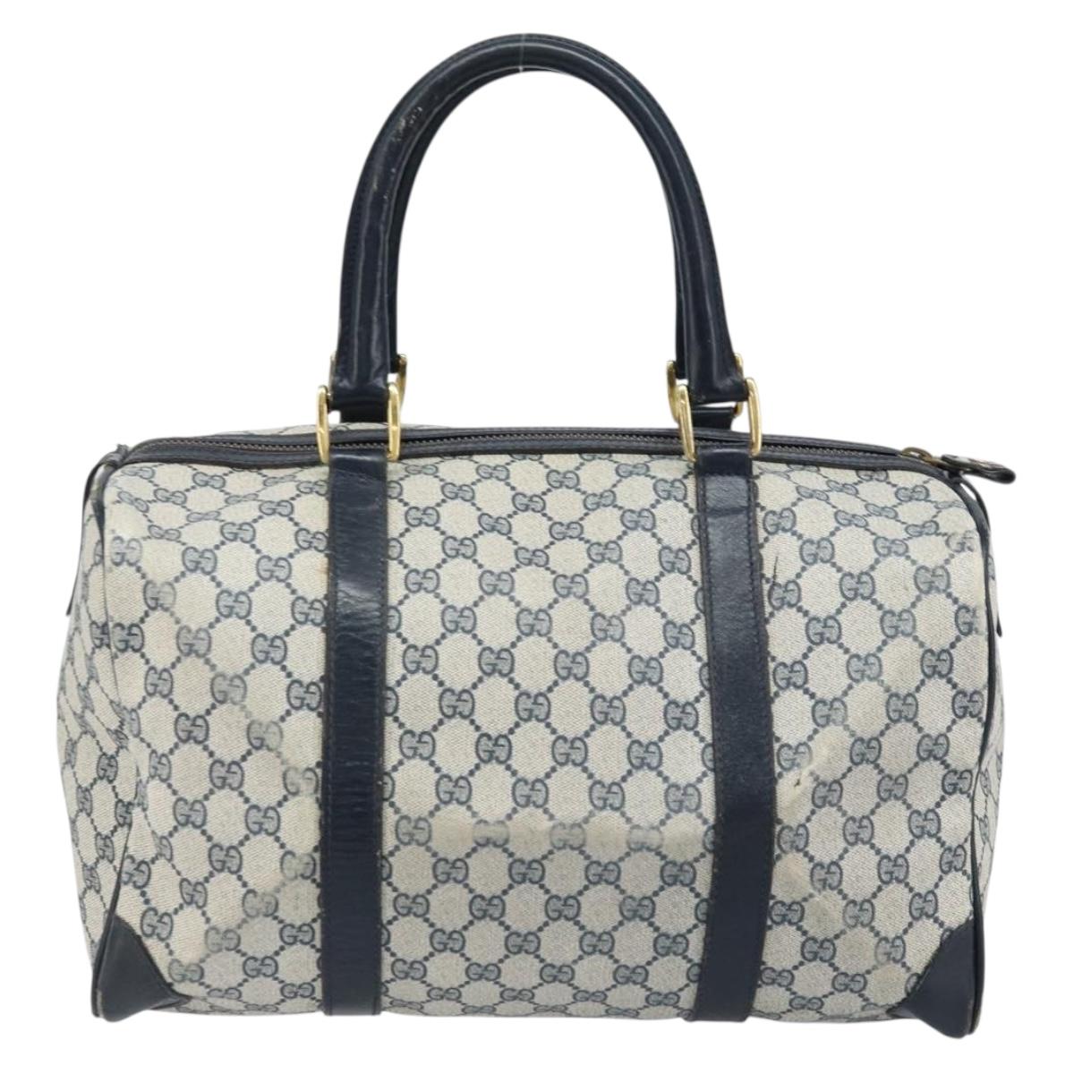 GUCCI GG Supreme Boston Bag PVC Navy Gold Auth 172914