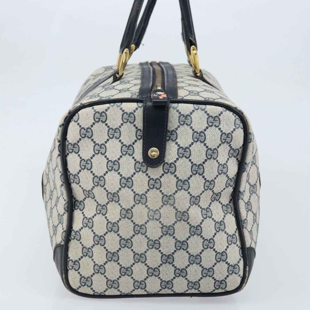 GUCCI GG Supreme Boston Bag PVC Navy Gold Auth 172914