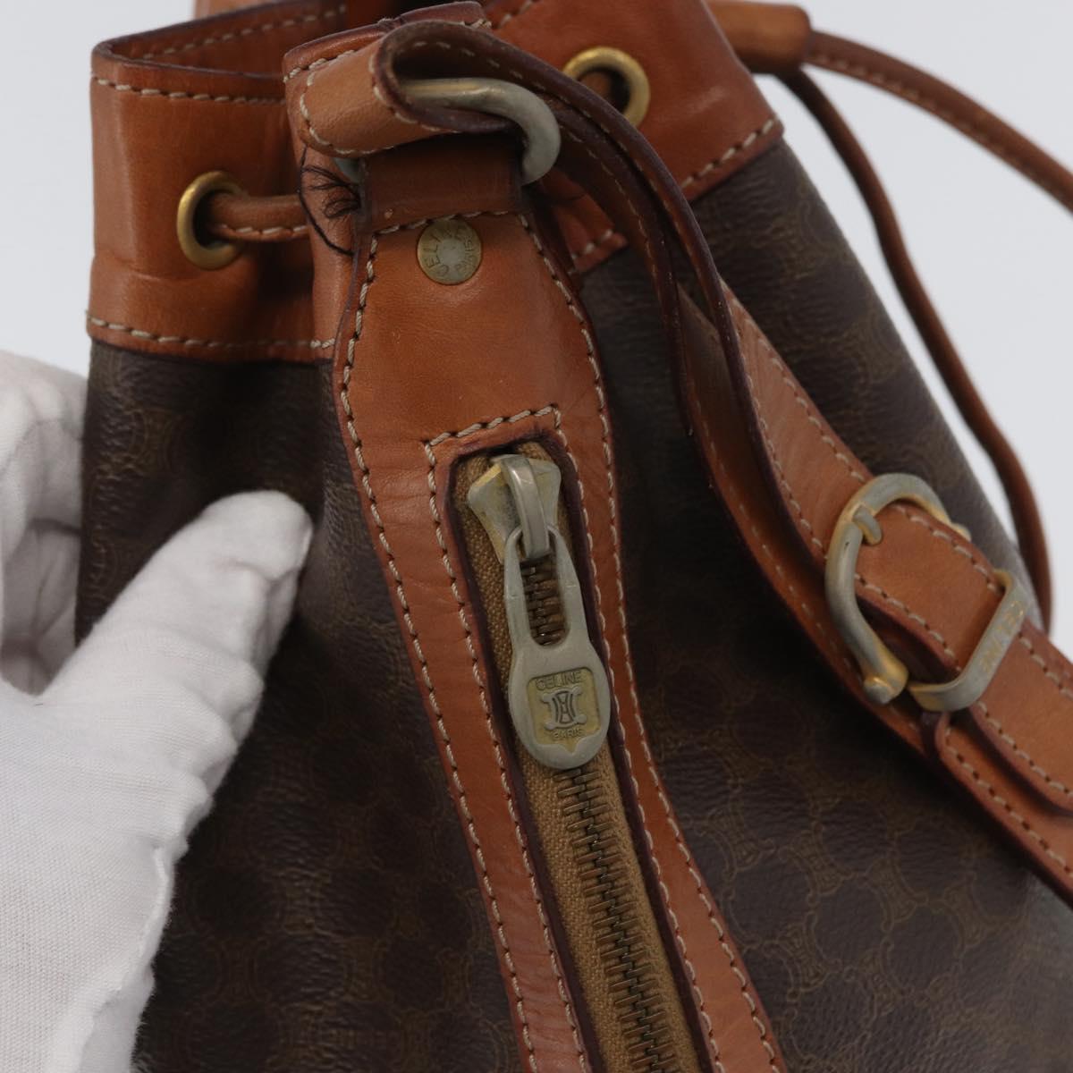 CELINE Macadam Canvas purse Shoulder Bag PVC Leather Brown Gold Auth 172917
