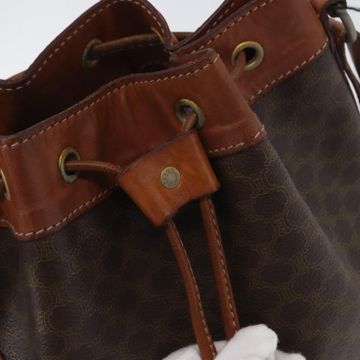 CELINE Macadam Canvas purse Shoulder Bag PVC Leather Brown Gold Auth 172917