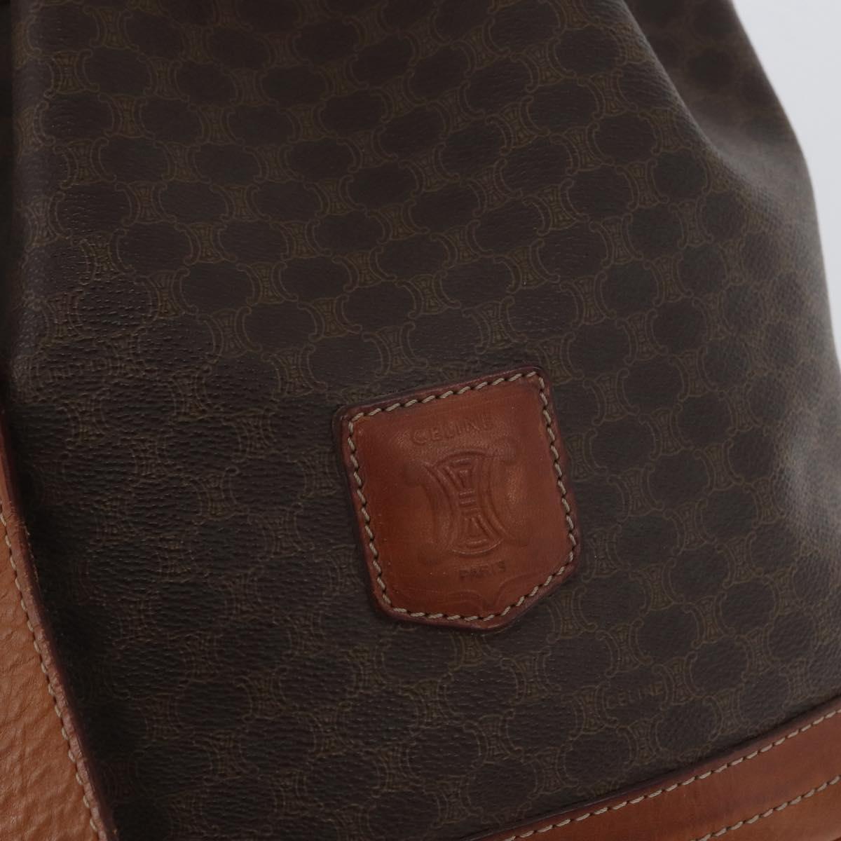 CELINE Macadam Canvas purse Shoulder Bag PVC Leather Brown Gold Auth 172917