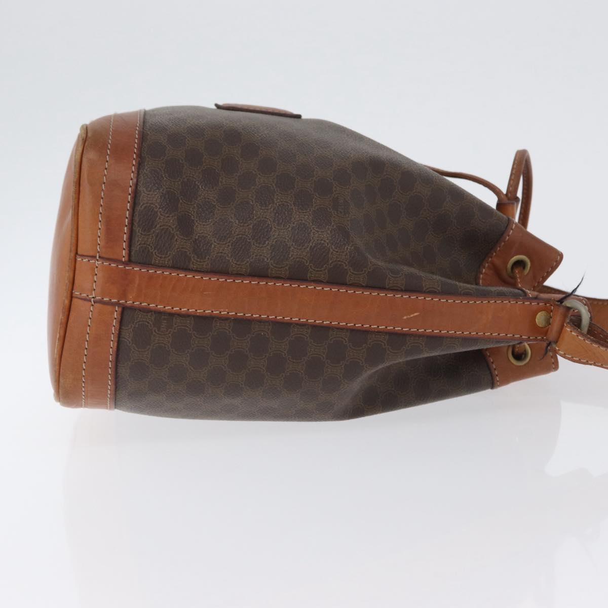 CELINE Macadam Canvas purse Shoulder Bag PVC Leather Brown Gold Auth 172917