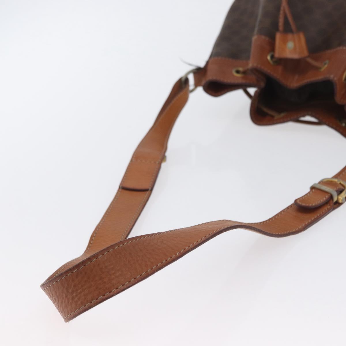 CELINE Macadam Canvas purse Shoulder Bag PVC Leather Brown Gold Auth 172917