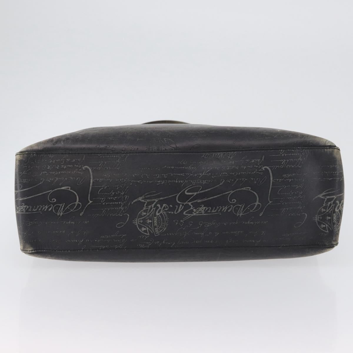 Berluti Calligraphy To Joule Tote Bag Leather Black Silver Auth 172921