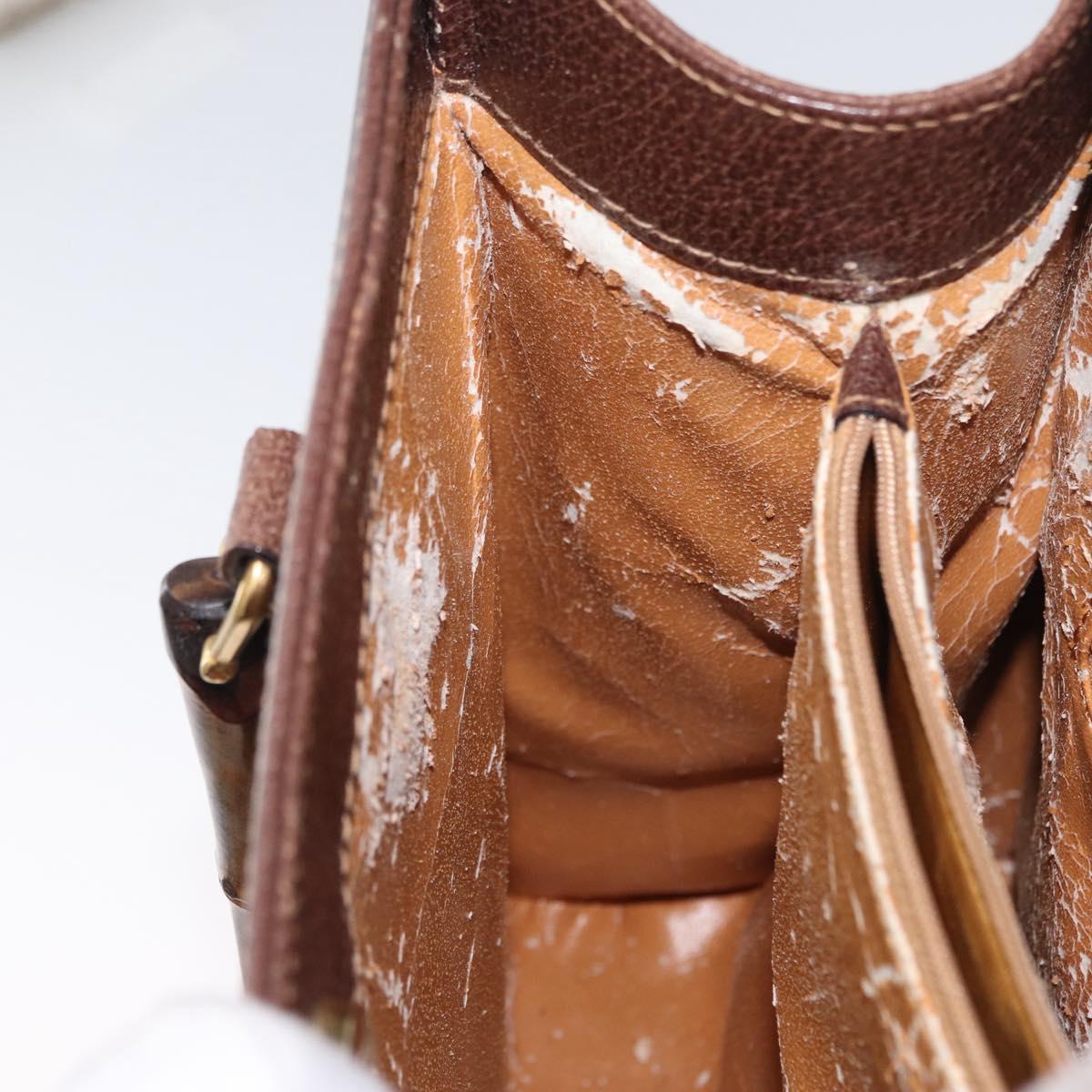 GUCCI Bamboo Hand Bag Leather Brown Gold 002 123 0260 Auth 172931