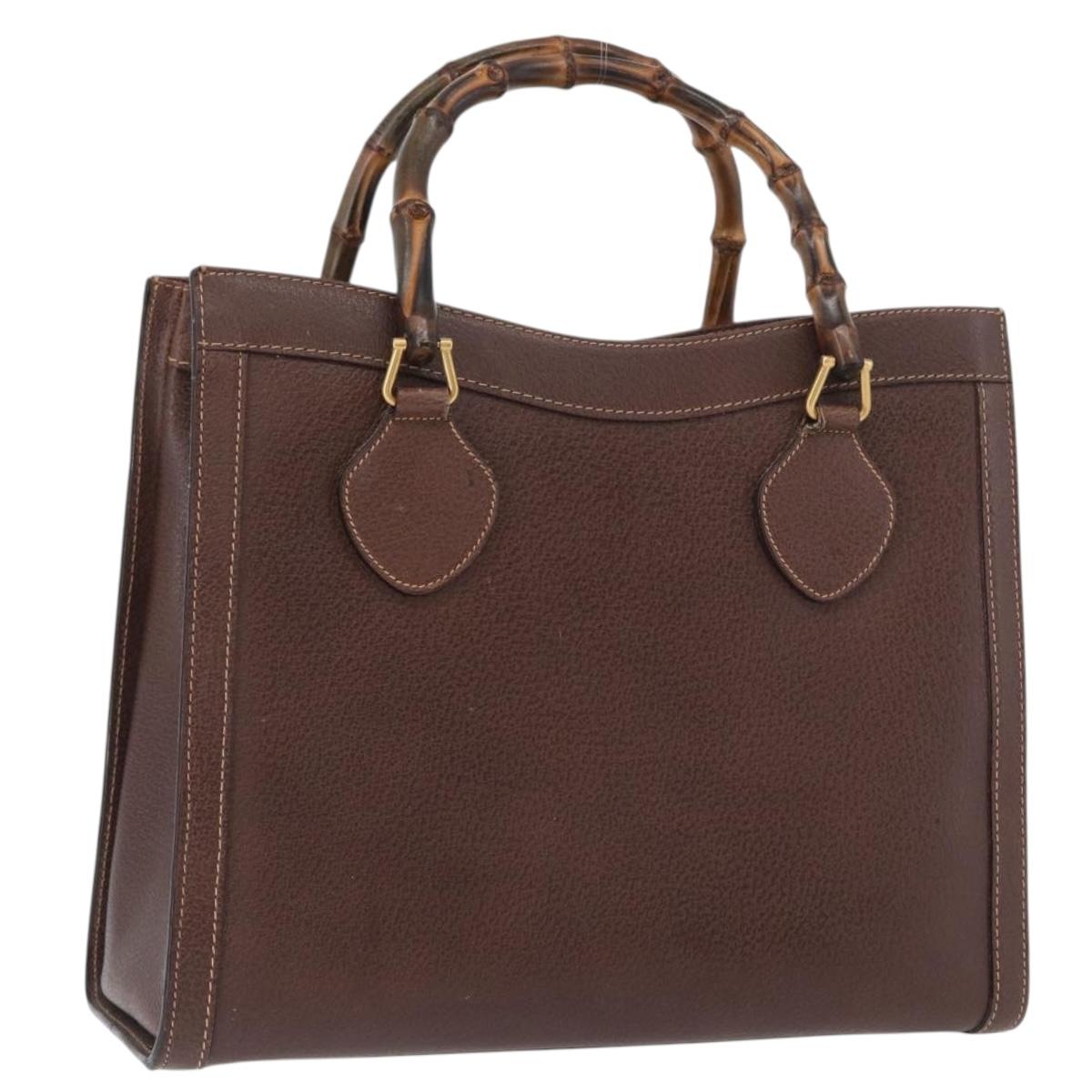 GUCCI Bamboo Hand Bag Leather Brown Gold 002 123 0260 Auth 172931