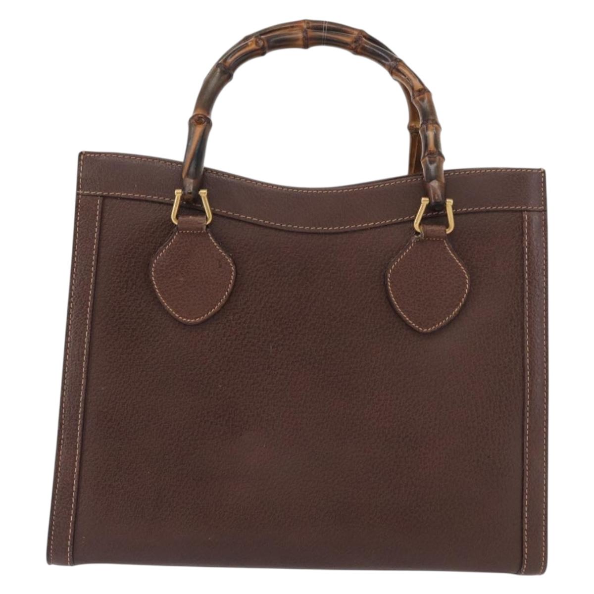 GUCCI Bamboo Hand Bag Leather Brown Gold 002 123 0260 Auth 172931