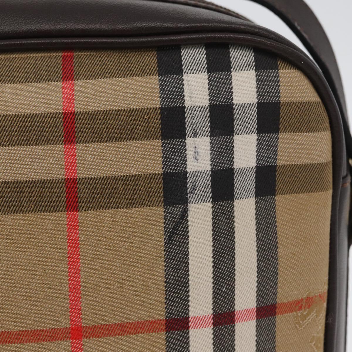 Burberrys Nova Check Shoulder Bag Canvas Beige Gold Auth 172933