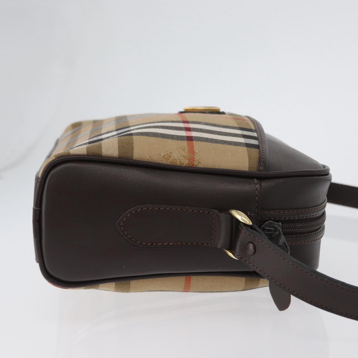 Burberrys Nova Check Shoulder Bag Canvas Beige Gold Auth 172933