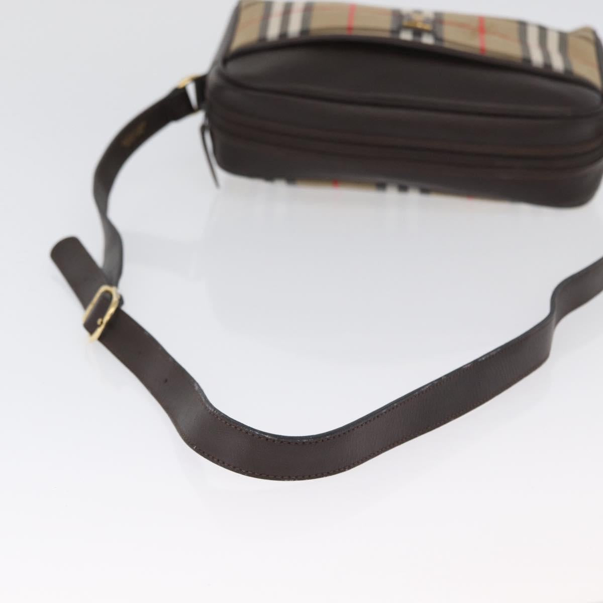 Burberrys Nova Check Shoulder Bag Canvas Beige Gold Auth 172933