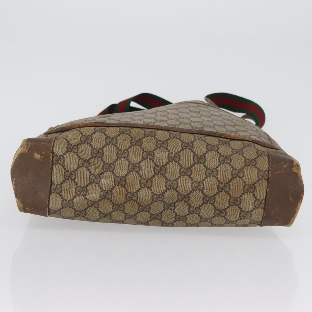GUCCI GG Supreme Web Sherry Line Bag PVC Beige Gold 002 904 0223 Auth 172936
