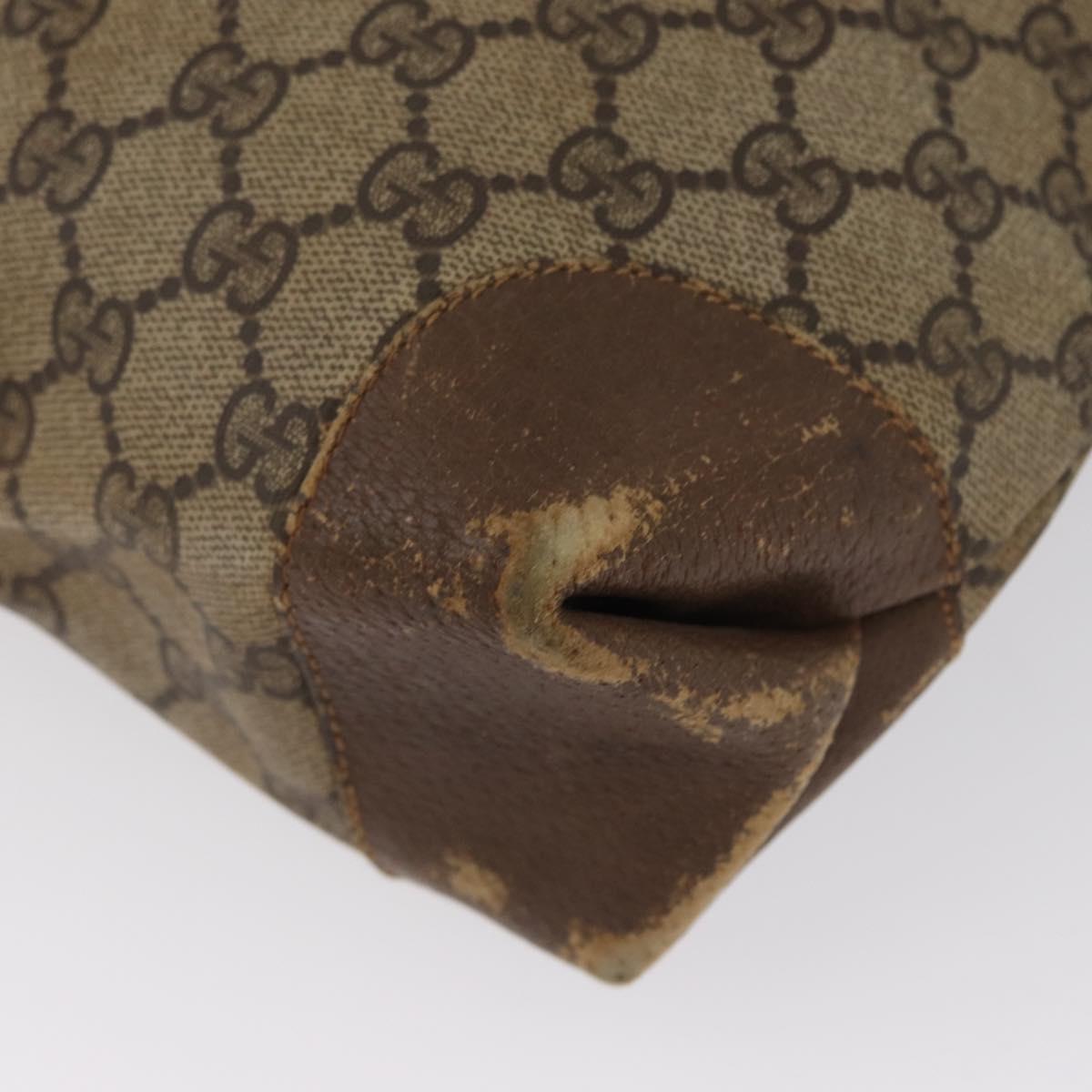 GUCCI GG Supreme Web Sherry Line Bag PVC Beige Gold 002 904 0223 Auth 172936