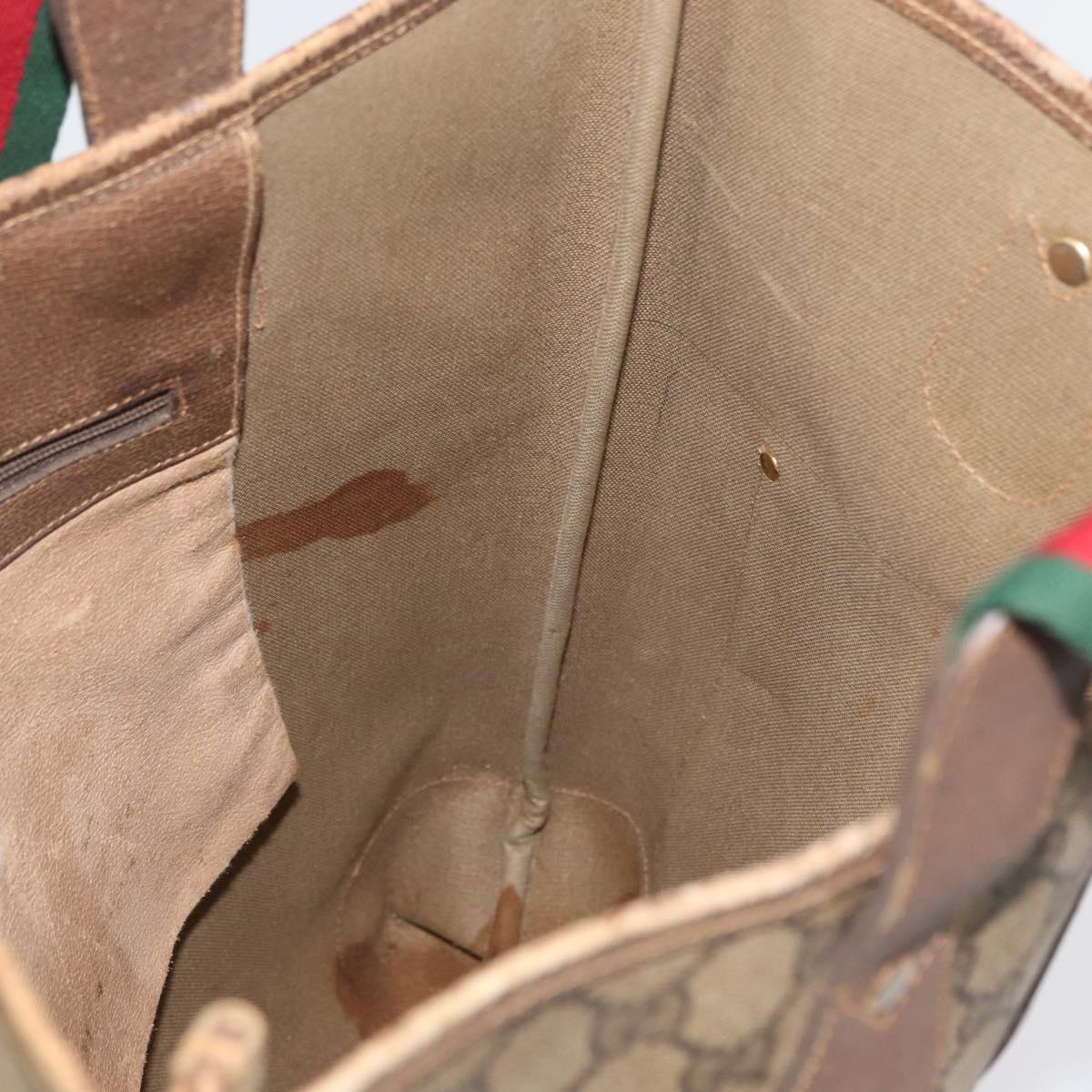 GUCCI GG Supreme Web Sherry Line Bag PVC Beige Gold 002 904 0223 Auth 172936