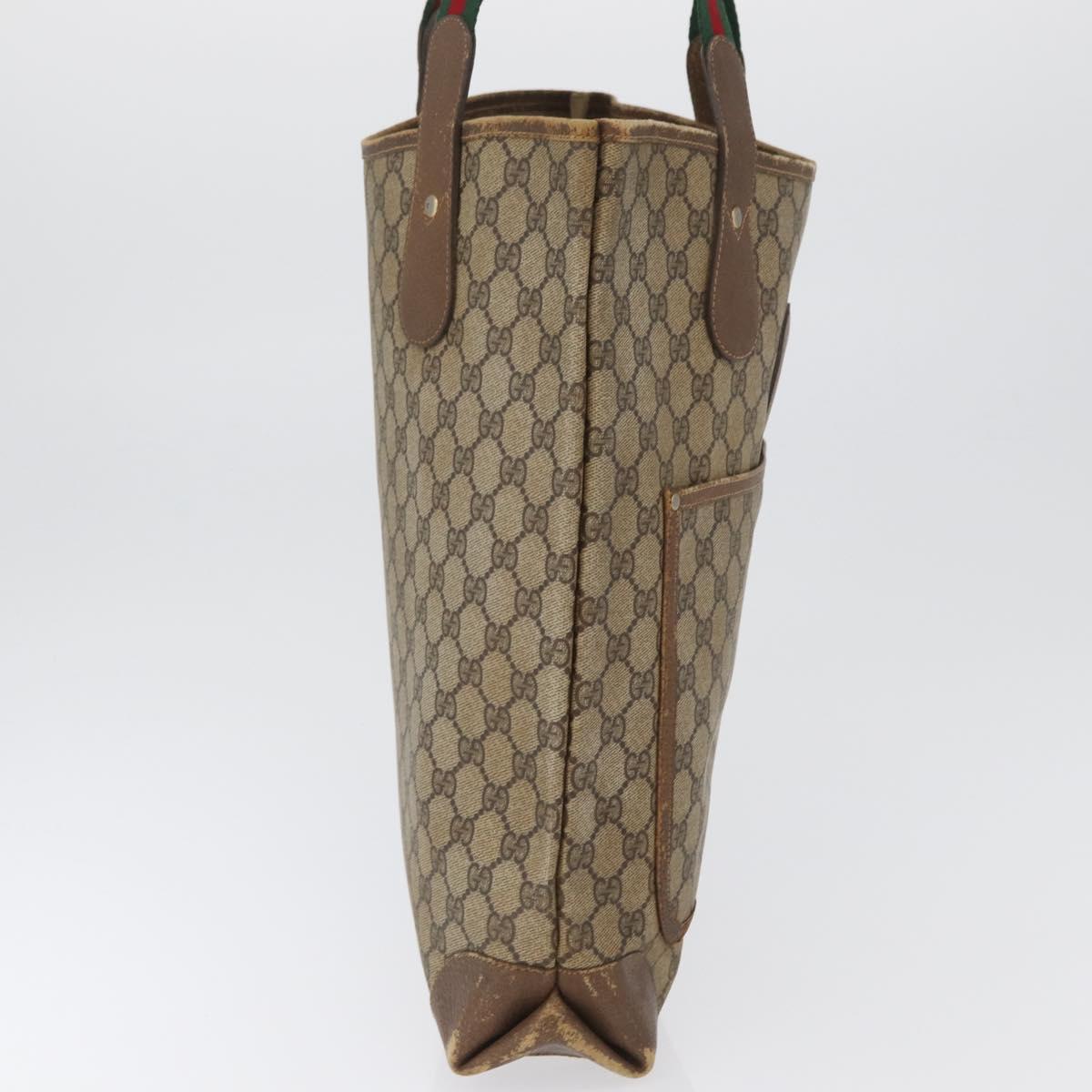 GUCCI GG Supreme Web Sherry Line Bag PVC Beige Gold 002 904 0223 Auth 172936