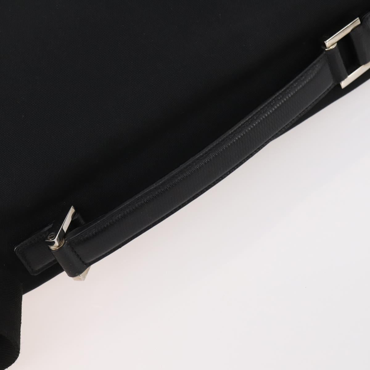 GUCCI Shoulder Bag Nylon 2way Black Silver Auth 172937