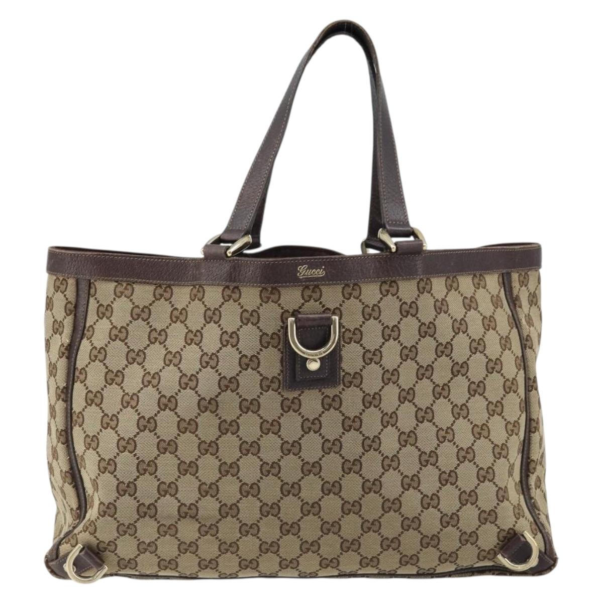 GUCCI GG Canvas Abbey Tote Bag Beige Gold 141472 Auth 172941