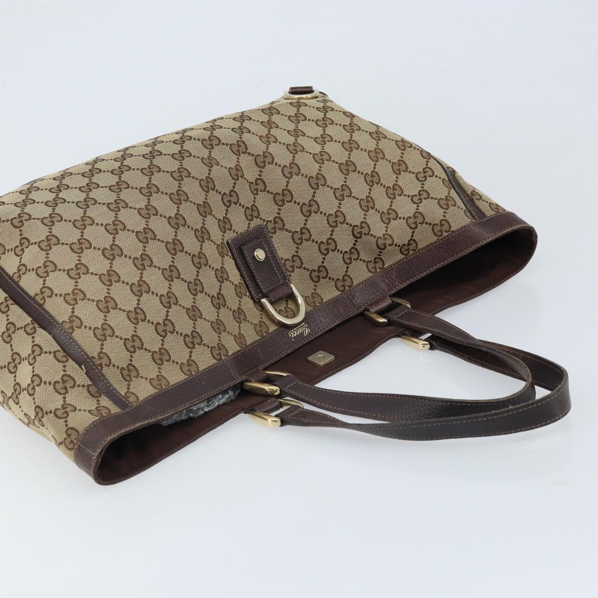GUCCI GG Canvas Abbey Tote Bag Beige Gold 141472 Auth 172941