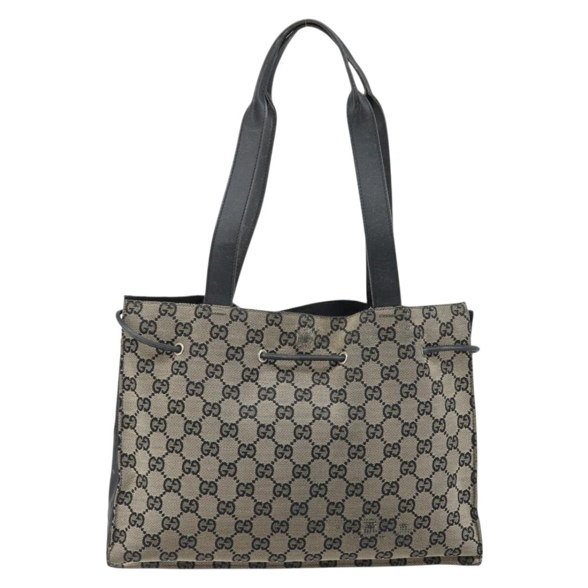 GUCCI GG Canvas Tote Bag Navy Gold 002 1053 3754 Auth 172942