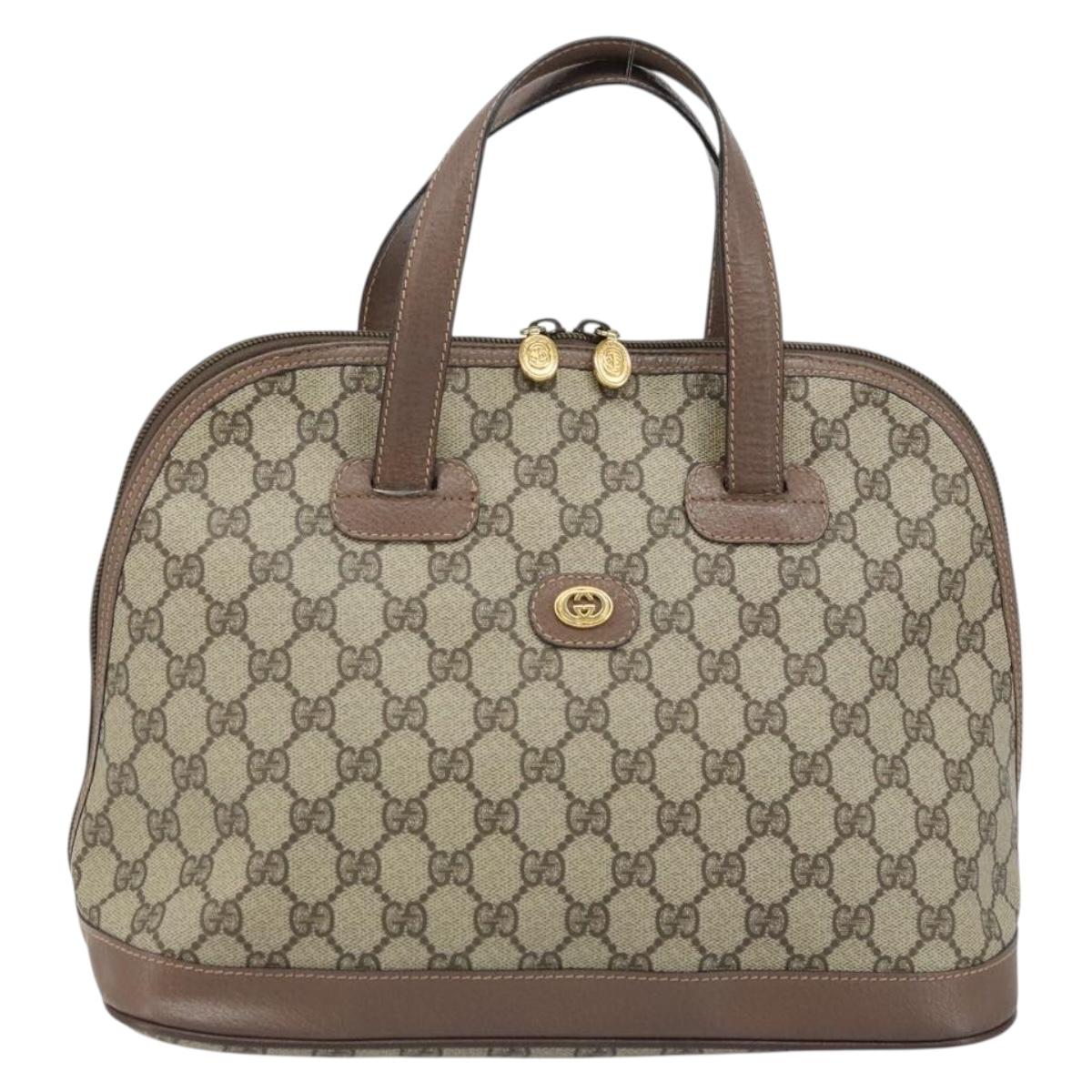 GUCCI GG Supreme Hand Bag PVC Leather Beige Gold 000 46 6004 Auth 172947