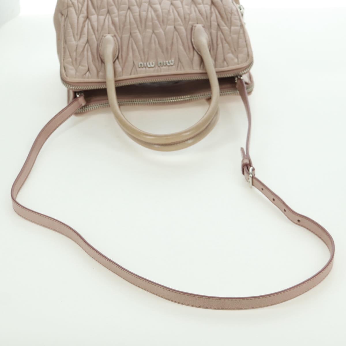 Miu Miu Matelasse Hand Bag Leather 2way Pink Silver Auth 172949V