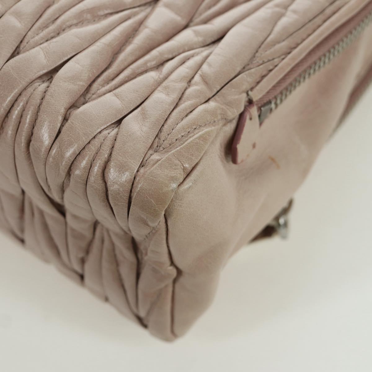 Miu Miu Matelasse Hand Bag Leather 2way Pink Silver Auth 172949V