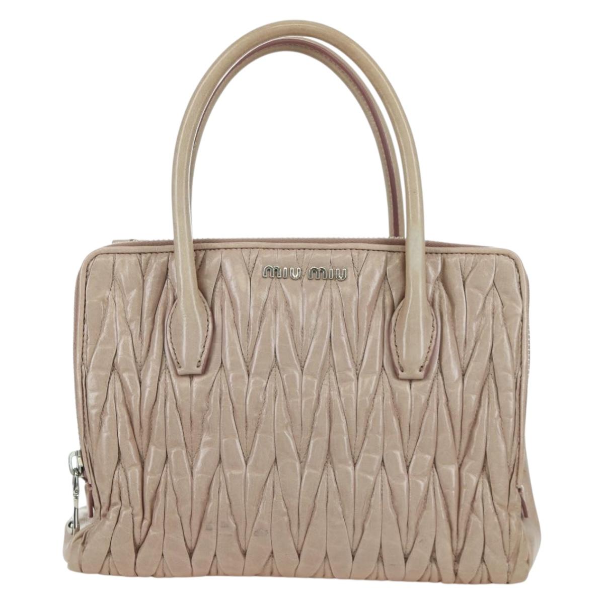 Miu Miu Matelasse Hand Bag Leather 2way Pink Silver Auth 172949V