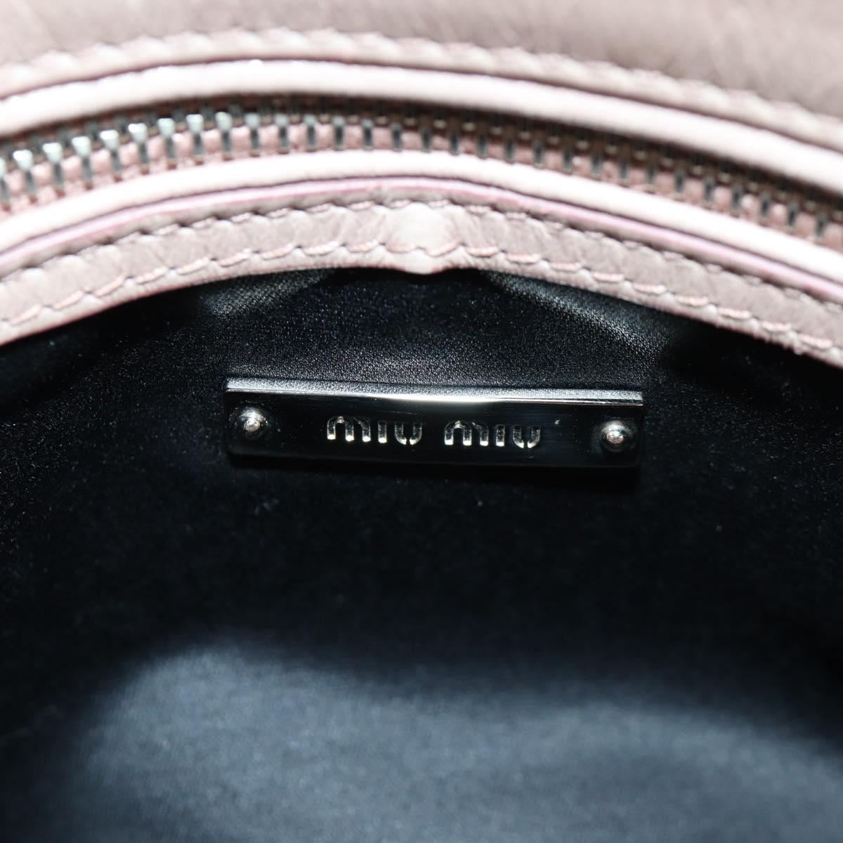 Miu Miu Matelasse Hand Bag Leather 2way Pink Silver Auth 172949V