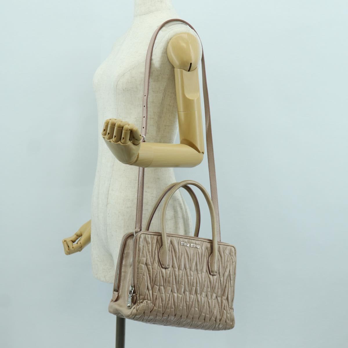 Miu Miu Matelasse Hand Bag Leather 2way Pink Silver Auth 172949V