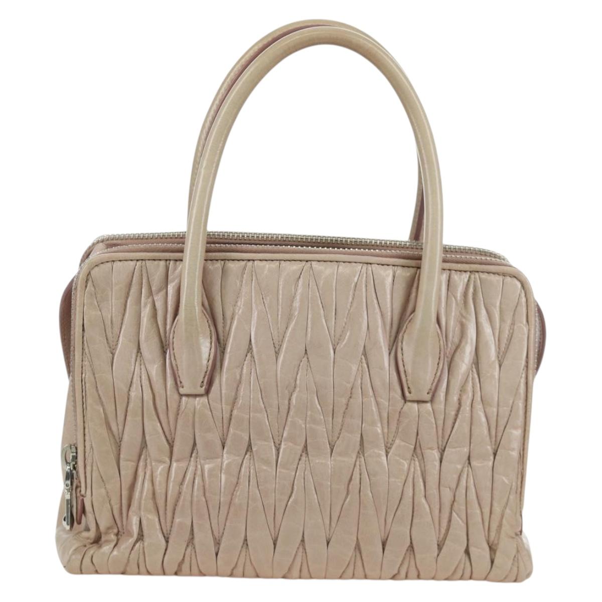 Miu Miu Matelasse Hand Bag Leather 2way Pink Silver Auth 172949V
