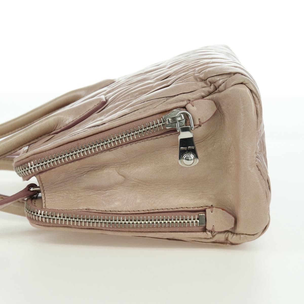 Miu Miu Matelasse Hand Bag Leather 2way Pink Silver Auth 172949V