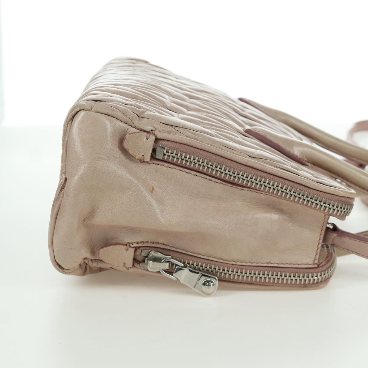Miu Miu Matelasse Hand Bag Leather 2way Pink Silver Auth 172949V