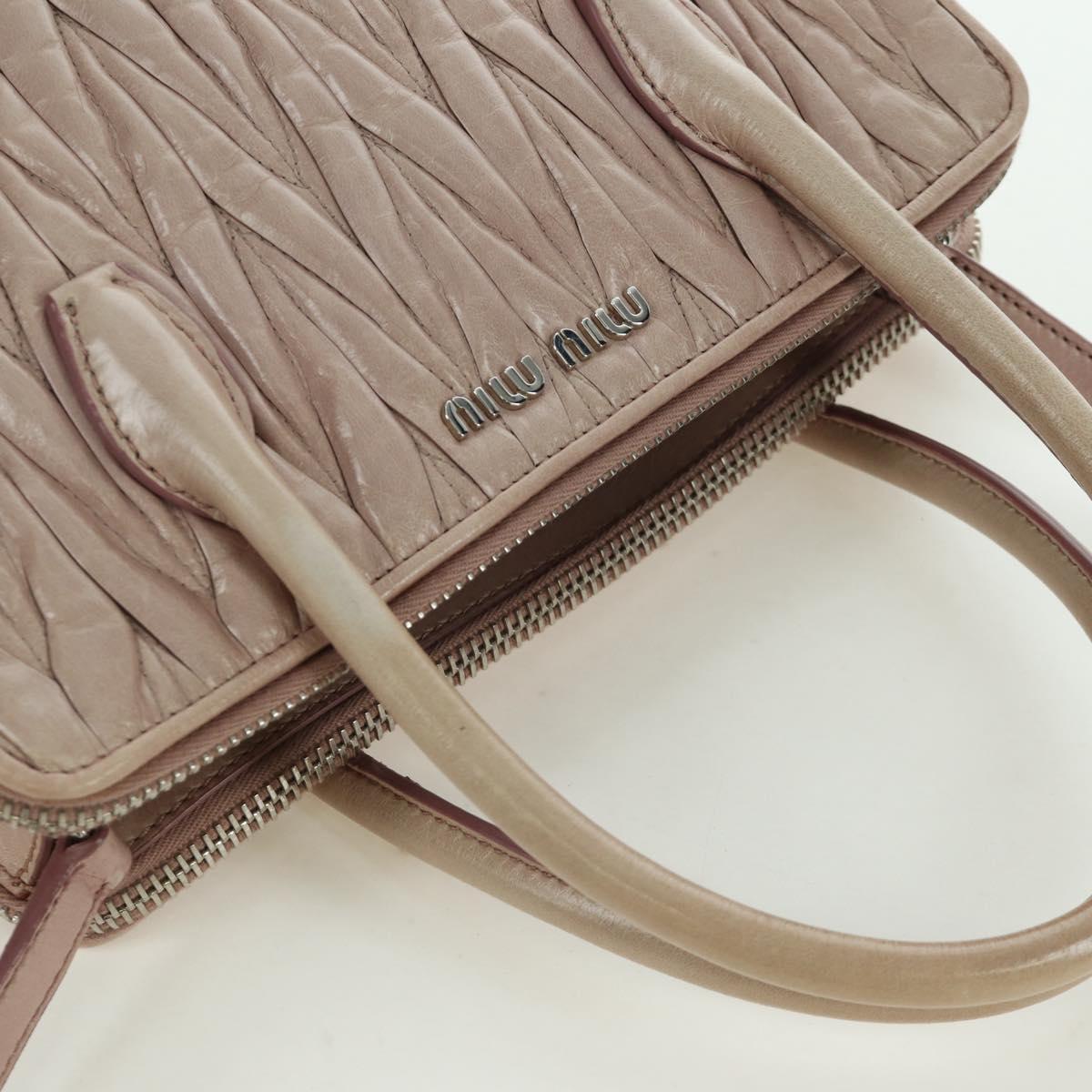Miu Miu Matelasse Hand Bag Leather 2way Pink Silver Auth 172949V