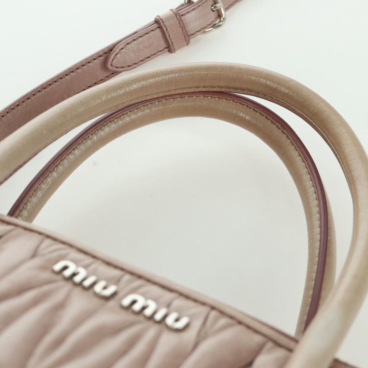Miu Miu Matelasse Hand Bag Leather 2way Pink Silver Auth 172949V